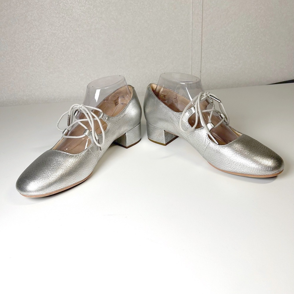 women's silver‎ clark's leather orabella sophia pumps mary janes 8.5 lace up - Picture 3 of 8